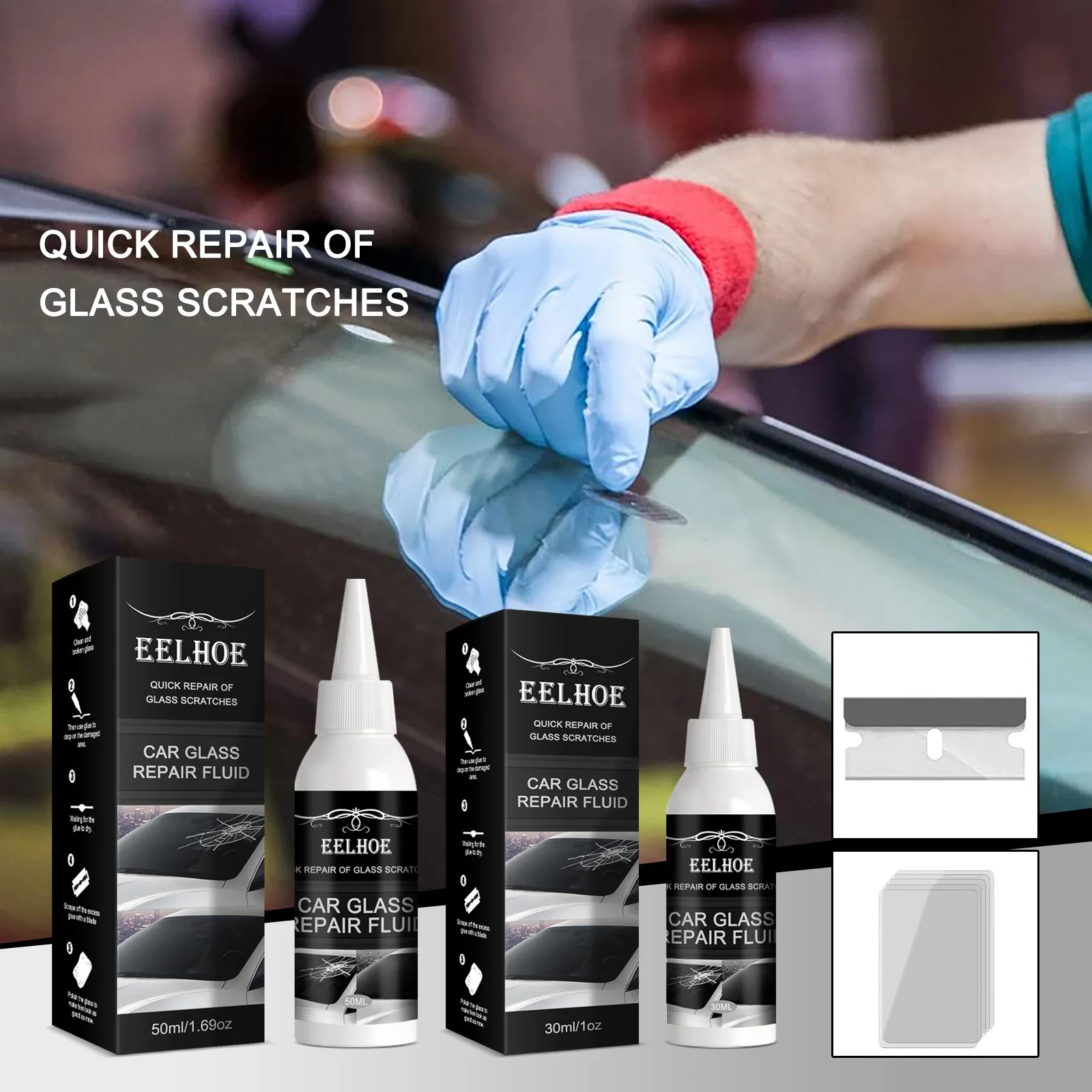 Car Windshield Cracked Repair Tool Car Window Screen Repair Kit Glass Curing Glue Auto Glass Scratch Crack Restore
