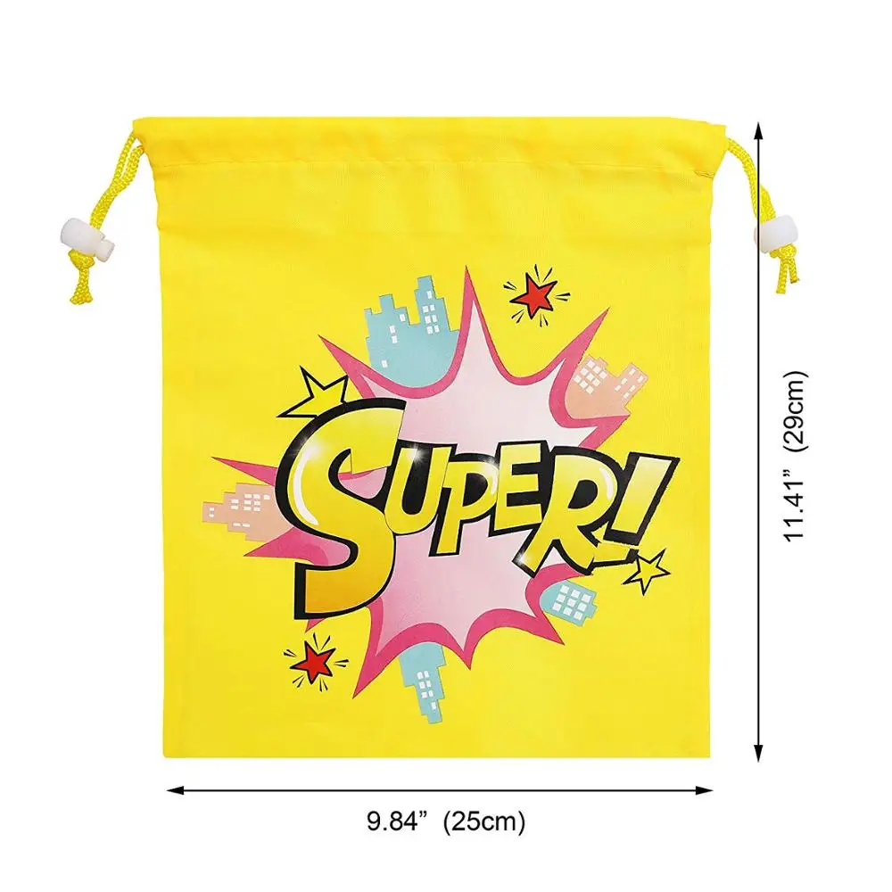 Eco-friendly Promotion Polyester Sublimation Recycled Superhero Party Shopping Favors Drawstring Bags