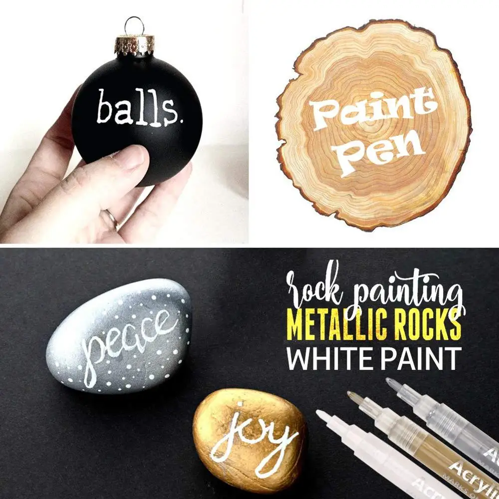 Gold and Silver Metallic Paint Pens for Rock Painting, Stone, Ceramic, Wine Glass, Wood, Fabric, Canvas, Metal, Scrapbooking.