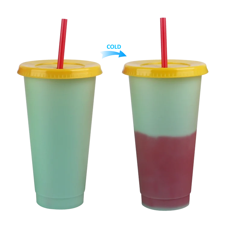 Stock BPA free 5pcs/set gift 24oz cold color changing reusable plastic cup