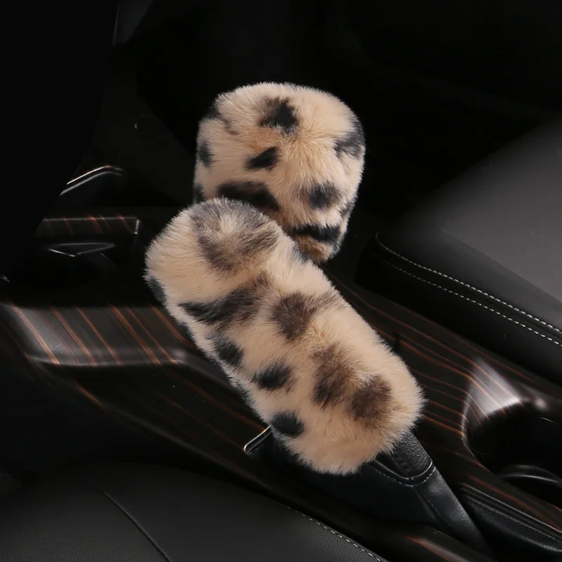 Wholesale winter wool steering wheel cover car fur leather leopard printed steering wheel cover