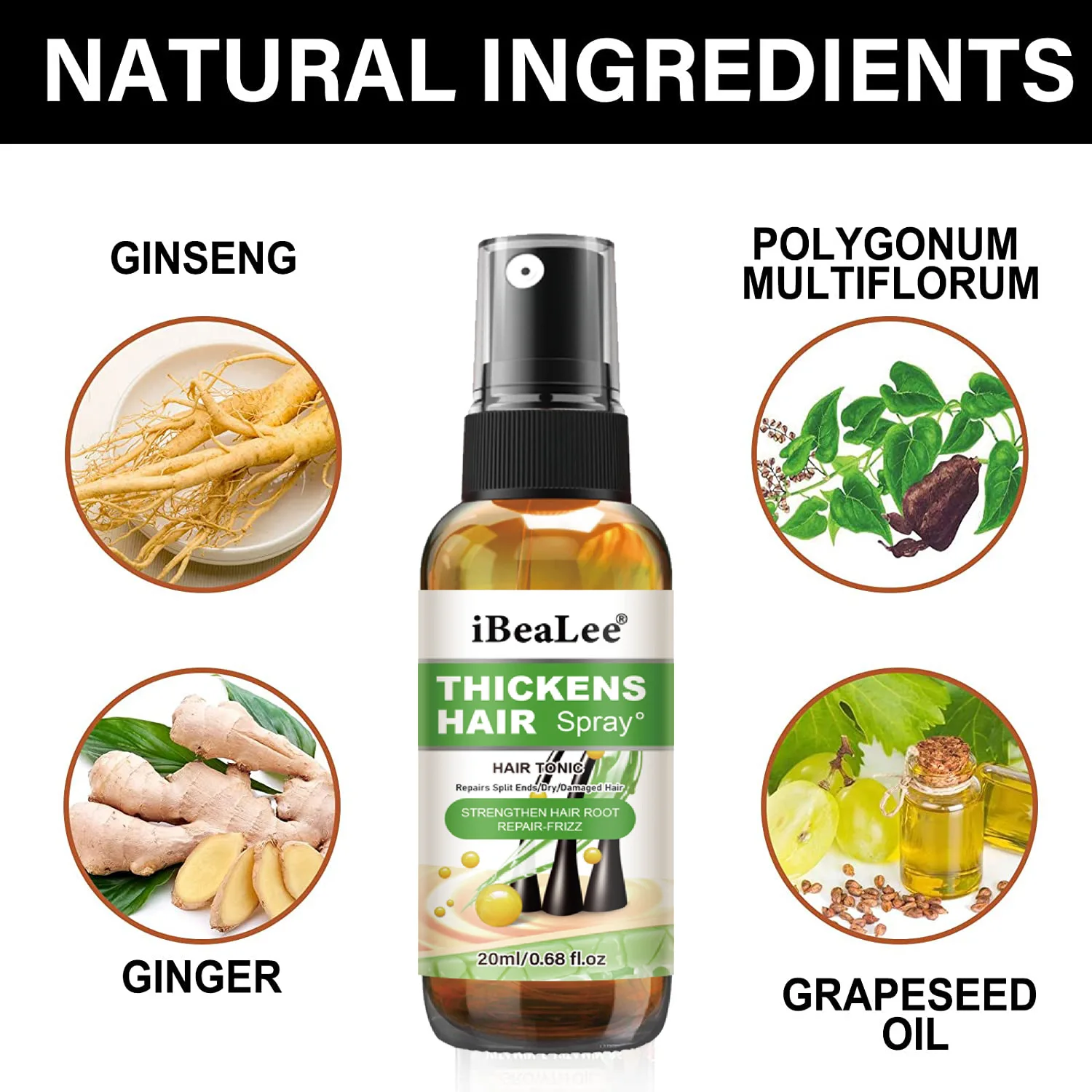 Anti Hair Loss Treatment Natural Ginger Root Melon Fast Hair Growth Serum Hair Growth Oil Serum for Men and Women