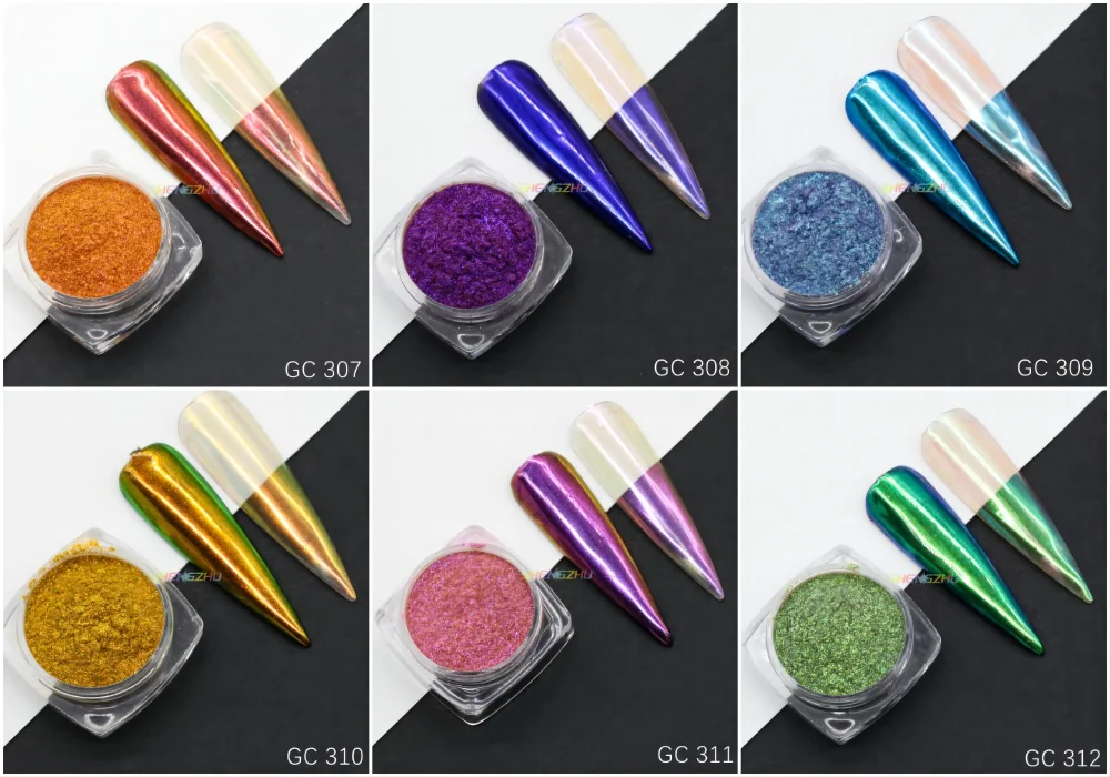 New chrome nail duochrome chameleon multichrome color shifting nail rubbing nailart pigment powder low MOQ customized packing
