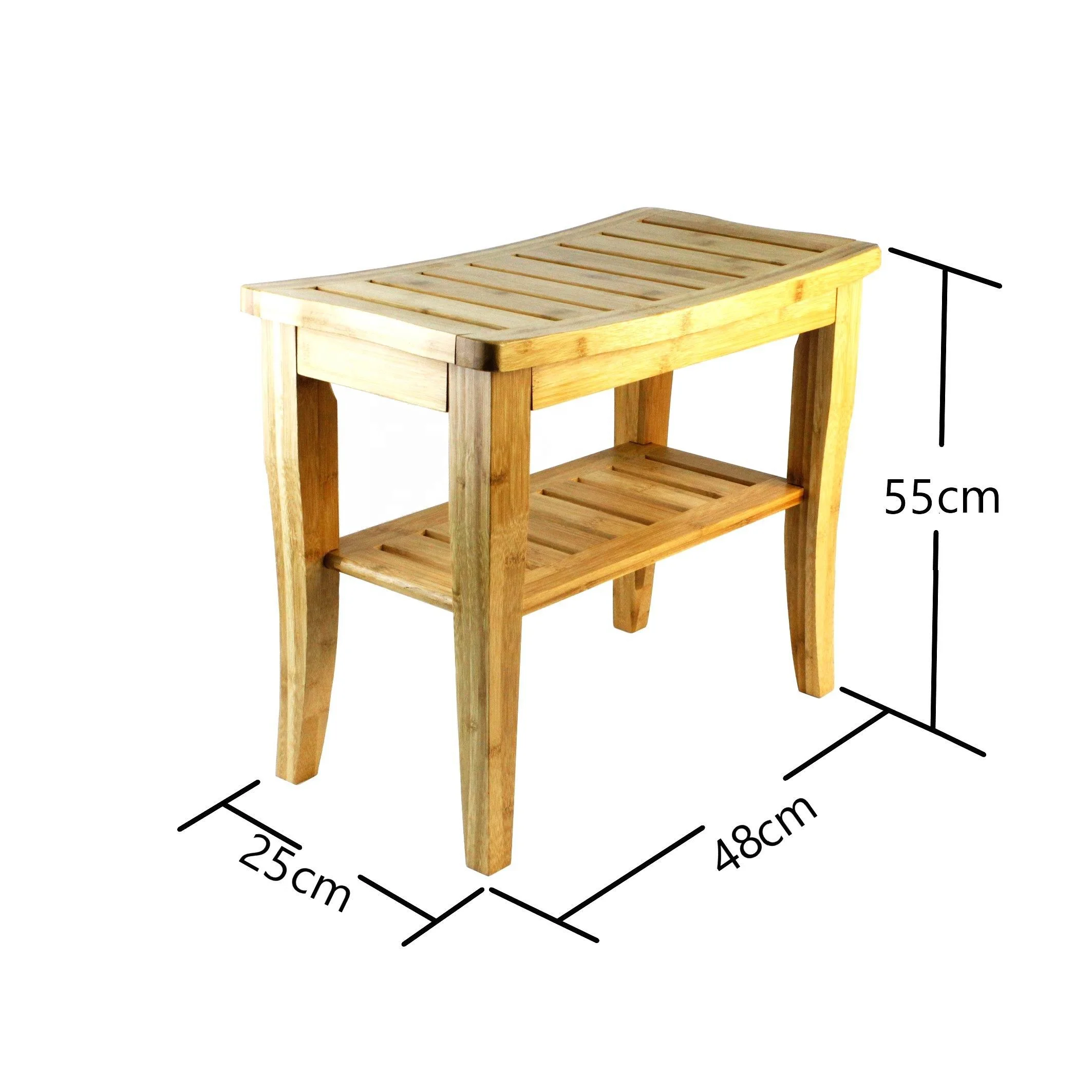 
Deluxe Bamboo Shower Seat Bench with Storage Shelf Spa Bath Stool with Storage Shelf Eco-friendly Bamboo Bathroom Chair 
