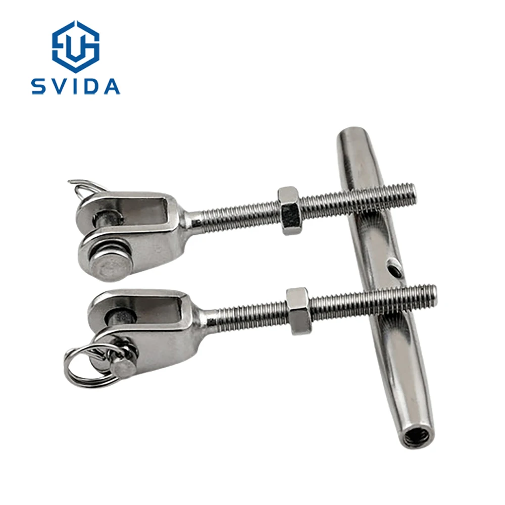 Stainless Steel Close Body Turnbuckle Threaded Stud Tension Terminal Wire Rope Turnbuckle