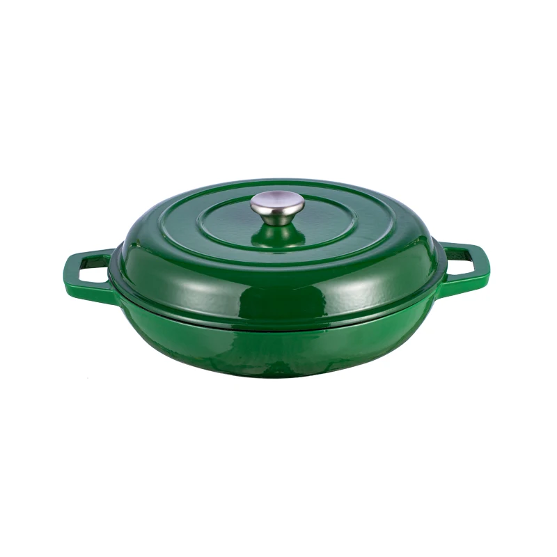 Bright Homeware 8 pcs Cookware Set Cast Iron China OEM Cookware Manufacturer Green Enameled Cast Iron Dutch Oven and Skillet Set