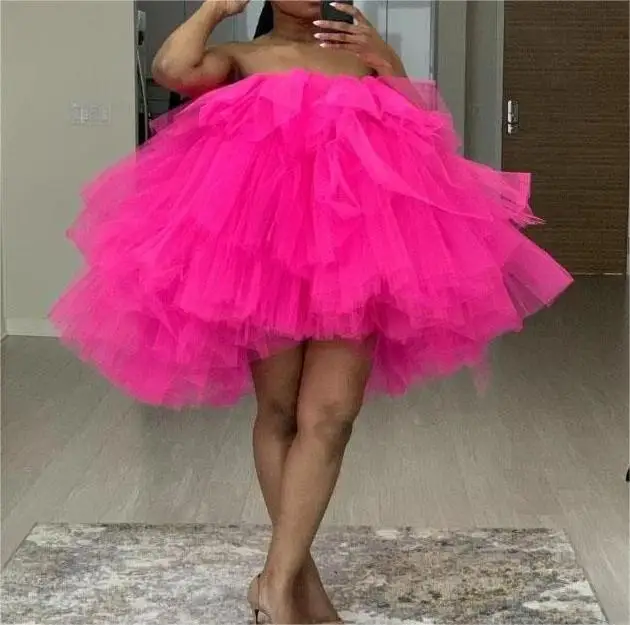 fluffy Evening Gowns Tiered Tulle Ruffles A-Line Evening Party Dress ball gown prom dress