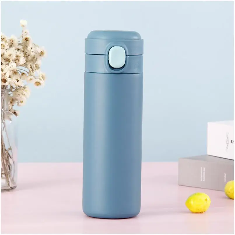 Stainless Steel Tumbler Mugs garrafa de agua vidro personalizada Double Walled With Bamboo Lid Clear Japese Style Cup