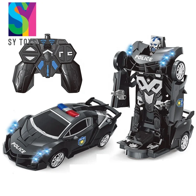 SY Toys Remote Control Light Musical One Key Transform Toys RC Car Robot