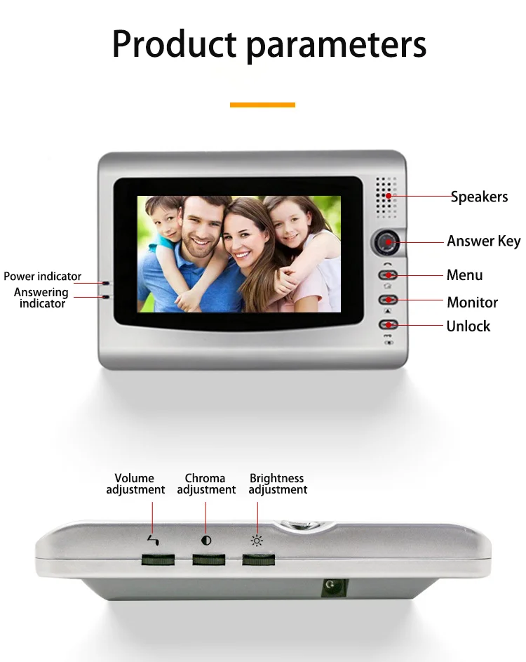 Wired Video Intercom 7' Key Screen Video Door Phone Intercom Access Control System Doorbell Camera Night Vision