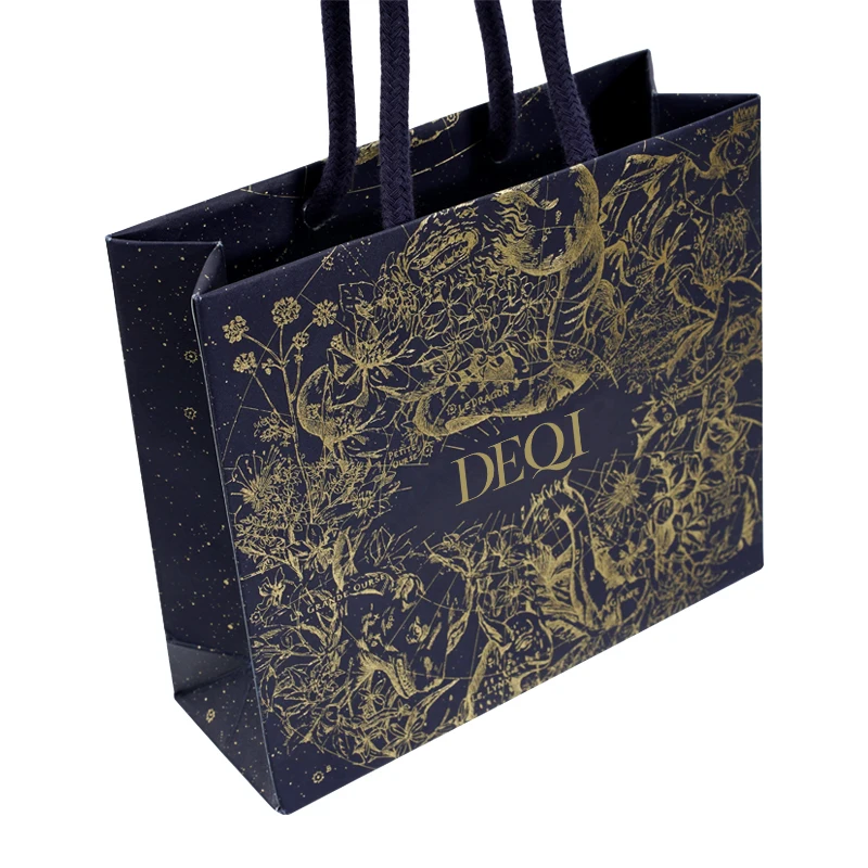 Offset printing custom luxury boutique jewellery big brand store paper tote shopping retail gift bag with handle for packaging