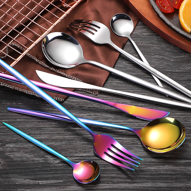 2020 Amazon Hot Sale Stainless Steel Flatware Portuguese Knife Fork and Spoon 4pcs Tableware Cutlery Set