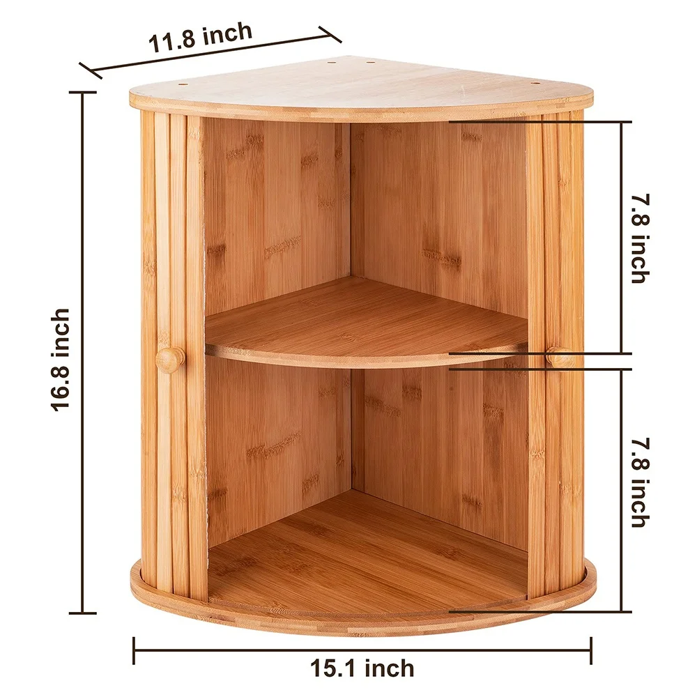 FLYWOD bamboo box luxury kitchen countertop bamboo storage box organizer luxury bamboo bread box