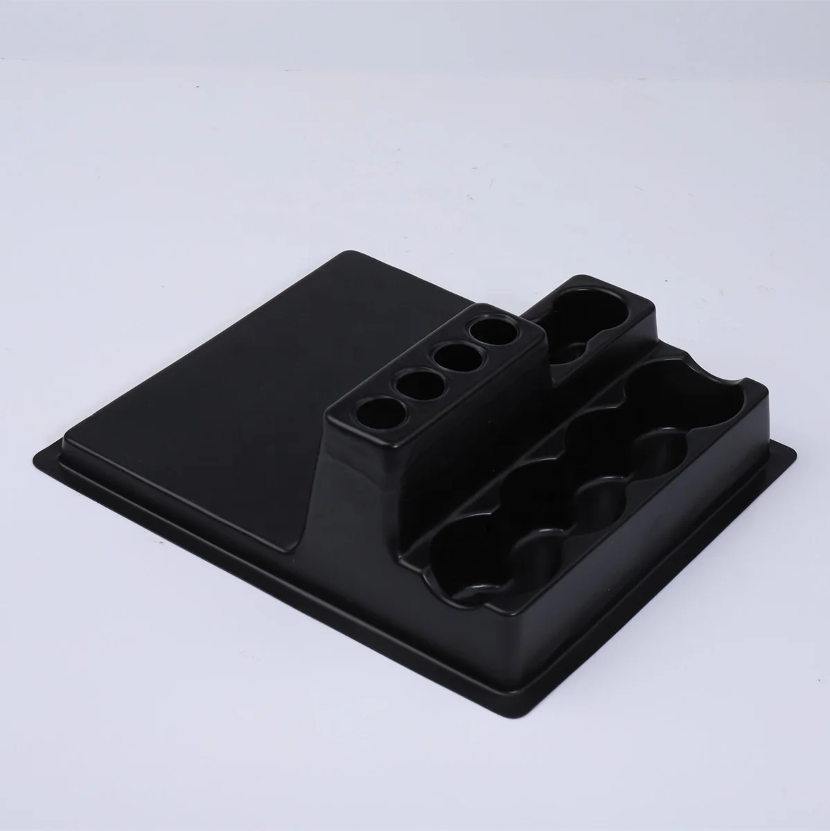 Custom black PS vac form tray for cosmetic bottles High quality thick vac form insert tray for display