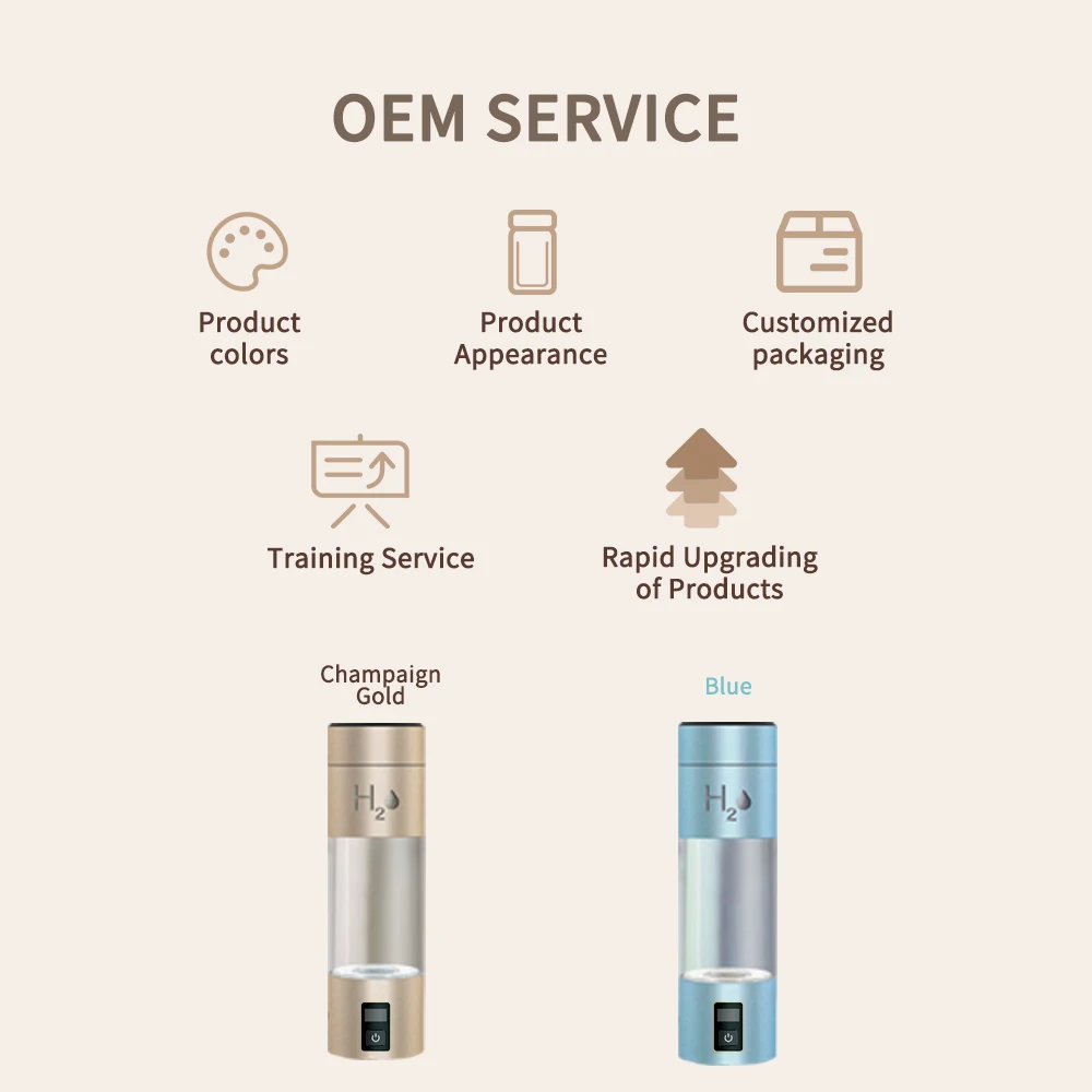 Generator Ionizer H2 Rich Cup Filter Glass Portable Hydrogen-Rich Alkaline Health USB Hydrogen Water Bottle