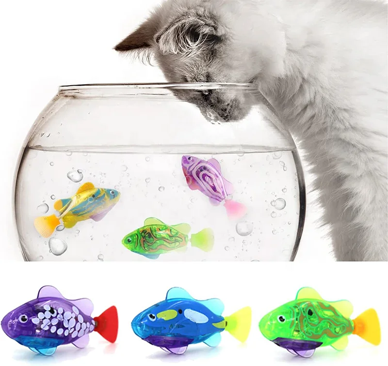 Funny Swimming Robot Fish Cat Toy Electric Led Light Fish Interactive Cat Toys