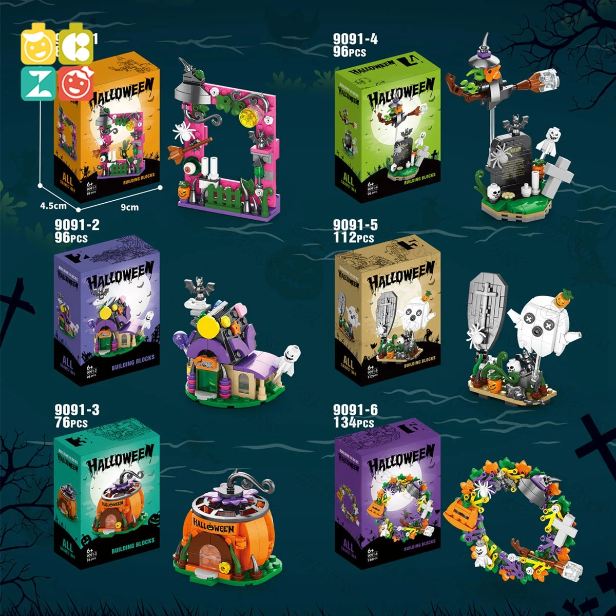 CZ Factory price Halloween Building Toy Small Set DIY Assemble Toy Holiday Gift Halloween ABS Plastic Building Block Sets