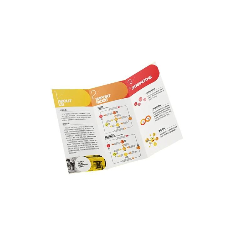 OEM Free Sample Book Printing Service Instructions Booklet Catalogue A5 Folding Leaflet Printing Glyer 3 Fold Brochure Printing