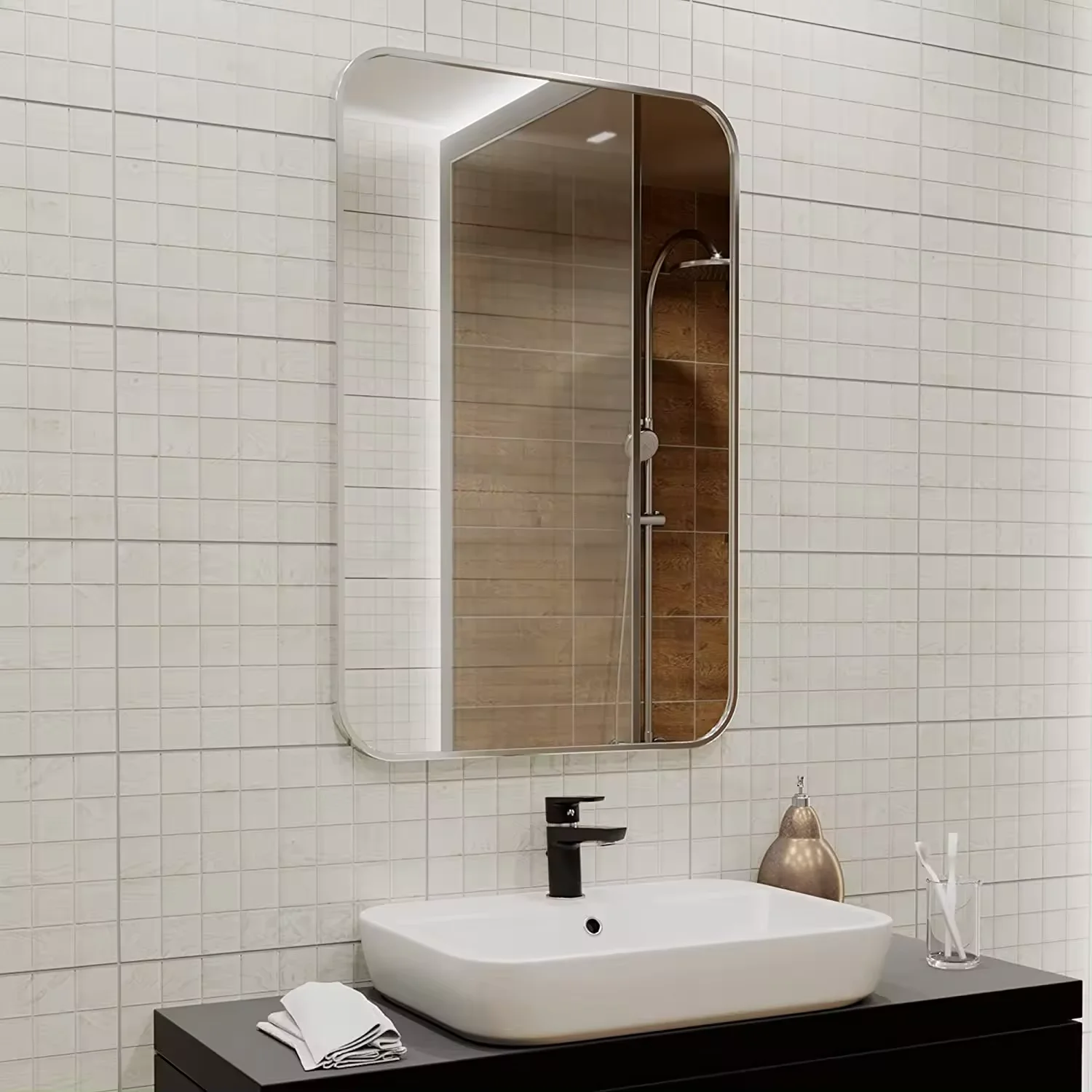 Home Decorative rectangle gold silver white black aluminium alloy metal frame mirror 24 x 36 for wall