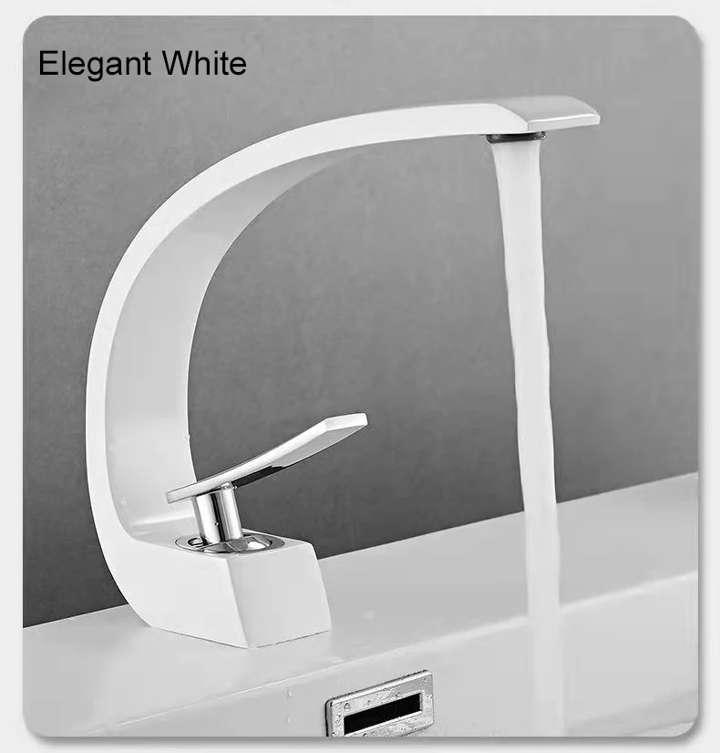 Curve Design Chrome and Multicolored Brass Bathroom Faucet Basin Sink Faucet Single Handle Cold and Hot Mixer Taps Beautiful