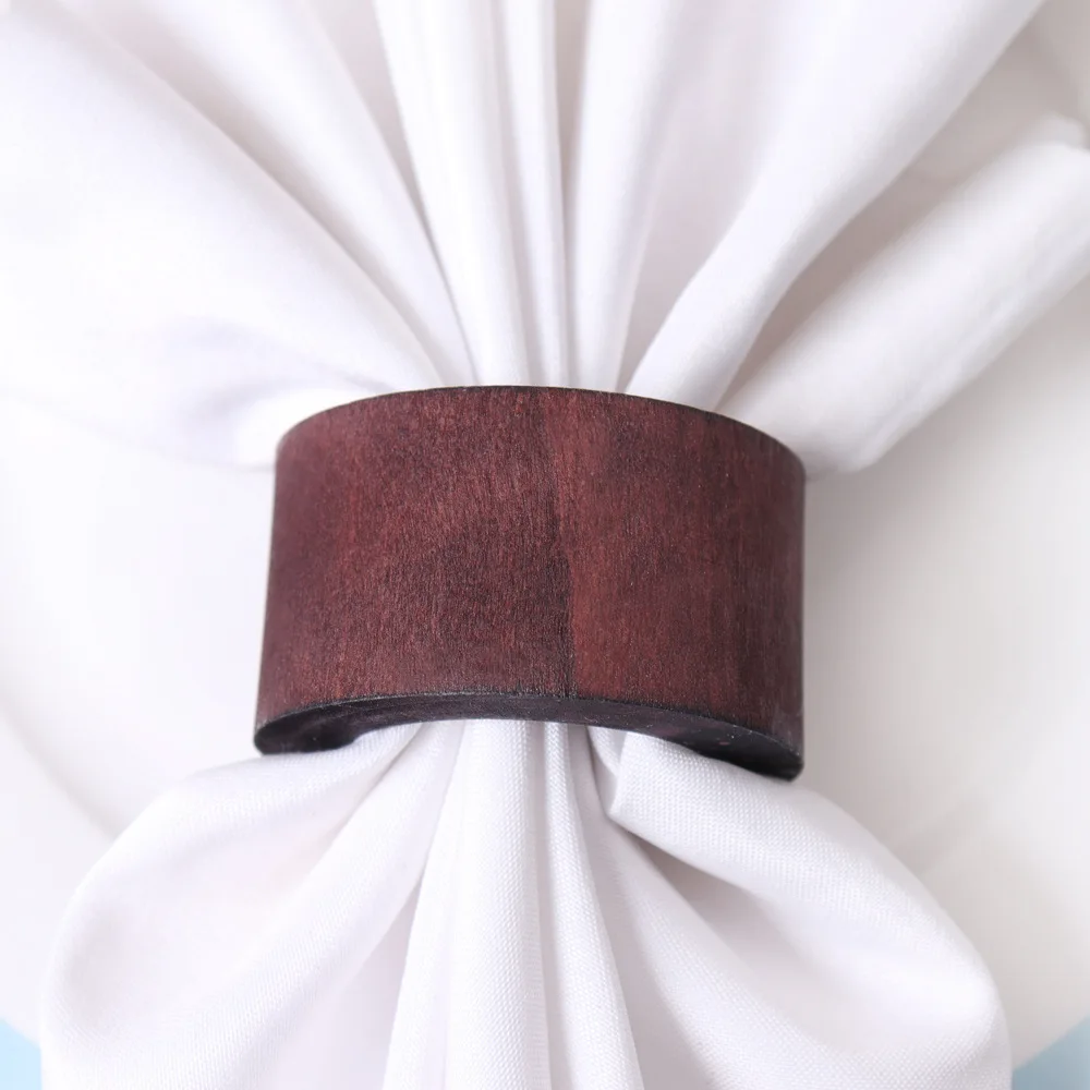 Brown Wood Ring Napkin Buckle Hand-painted Raw Wood Napkin Buckle Simple Wood Napkin Ring Fabric Ring