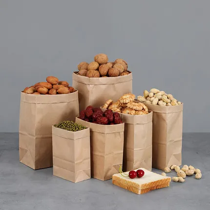 Take -out Paper Bags for Packaging  Food Bread Fried Chicken Vegetable Fruits Kraft Carrying Case for Puting away the Clothes