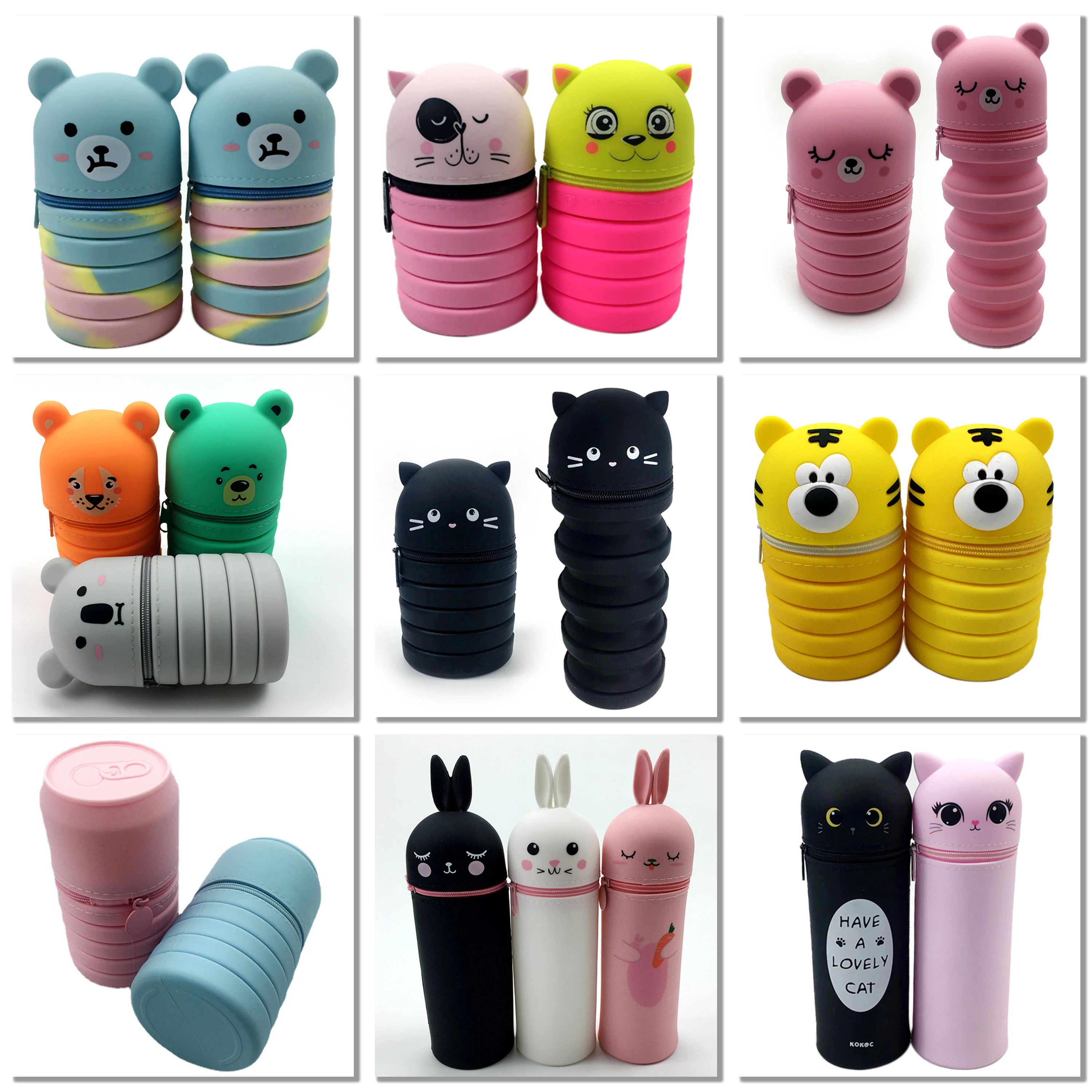 School Pencil Case Cute Stationery Pencil Box stand up silicone pen case zipper pencil bag for teenage