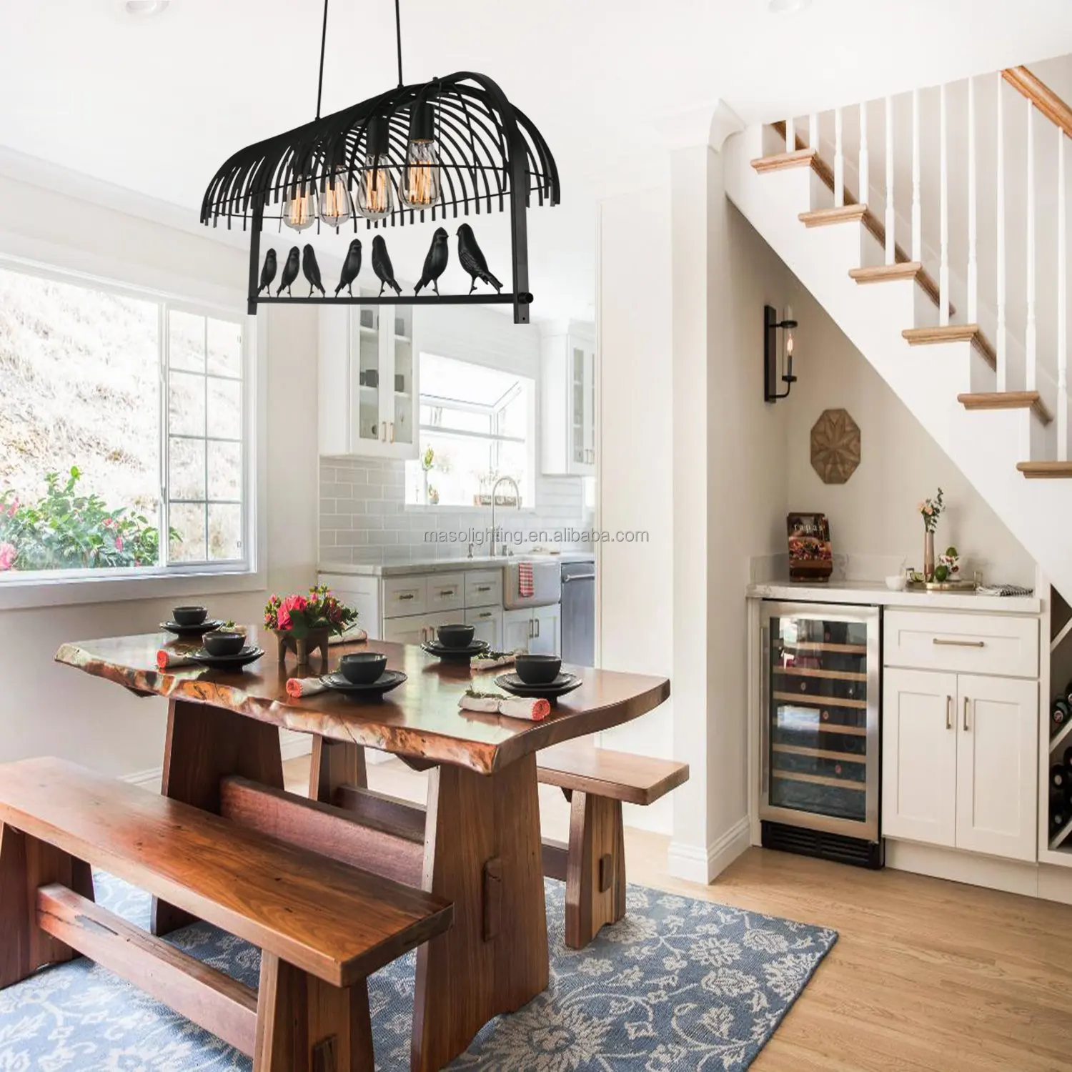 American Country farmhouse Vintage Bird Cage Iron Pendant Lamp for restaurant coffee shop bar interior Retro decoration