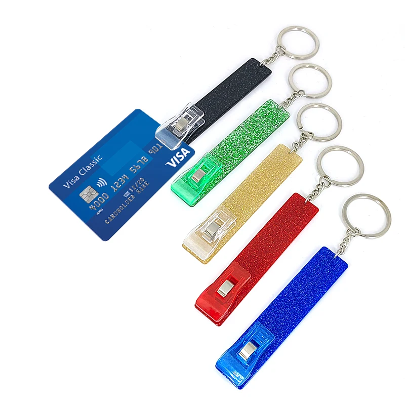 Custom Logo Long Nails Acrylic Puller Keychain Clip Debit Card Grabber