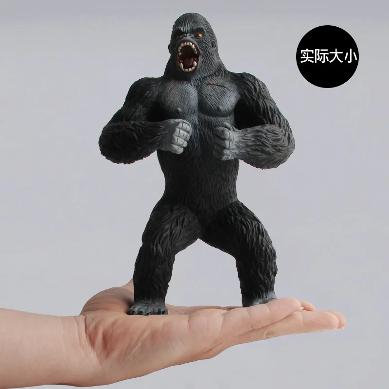 Однотонная Игрушечная модель Godzill vs King Kong с черным мехом животного gorilla
