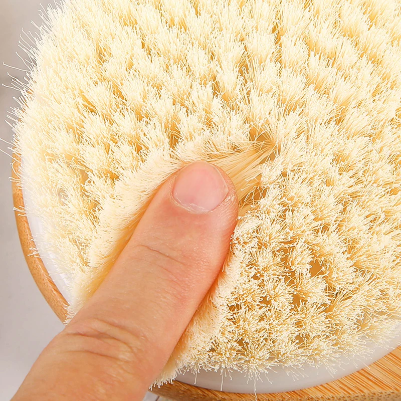 High quality bamboo and wood Dry Bath Brush Long Handle for Shower