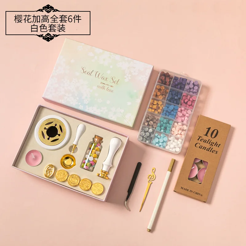 Wax Seal Stamps Box Kit Wedding Invitation Decorative Sealing wax Sellos Dipping Pot Set
