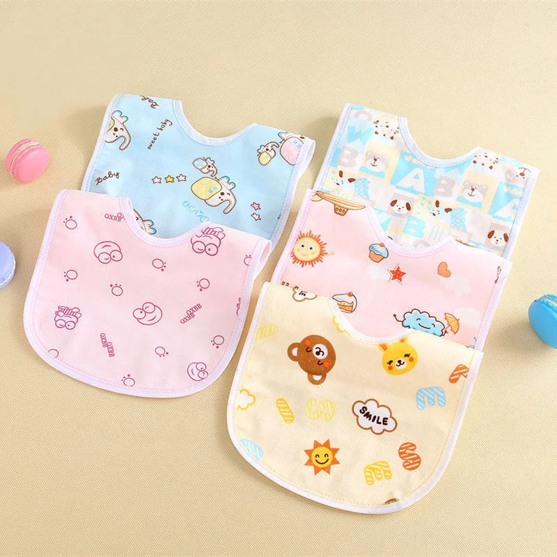 Wholesale infant print cartoon long sleeve U shape eating waterproof dribble bib crystal velvet kids baby teething bandana bibs