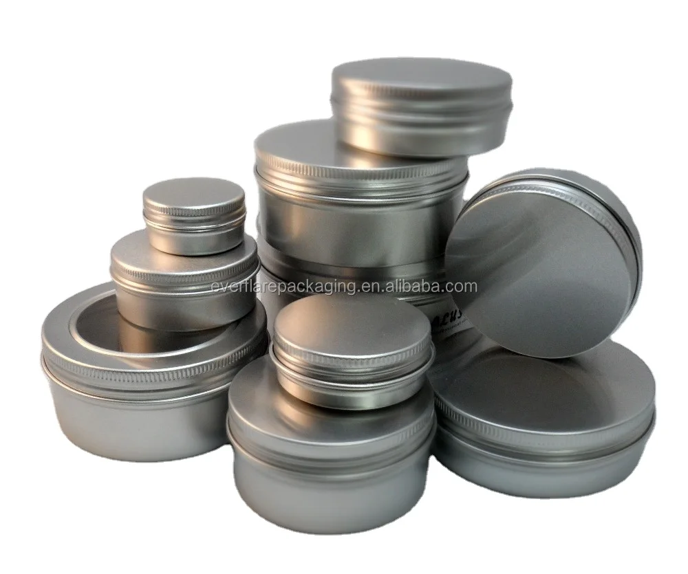 Different size of Sliver aluminum jar for hand cream packaging, aluminum hand cream jar manufacturer