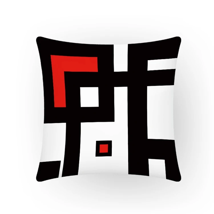 Наволочка из полиэстера, наволочка для подушки с геометрическим рисунком, красная, черная, серая, декоративная наволочка для дивана, винтажная наволочка