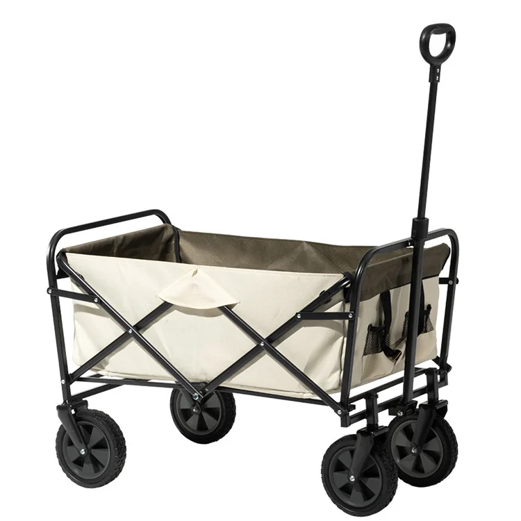 Factory Folding Collapsible Outdoor Wagon Garden Cart Foldable Cart with Wheels Iron 600D/PU Solid Color 53x21x76cm 75x52x21cm