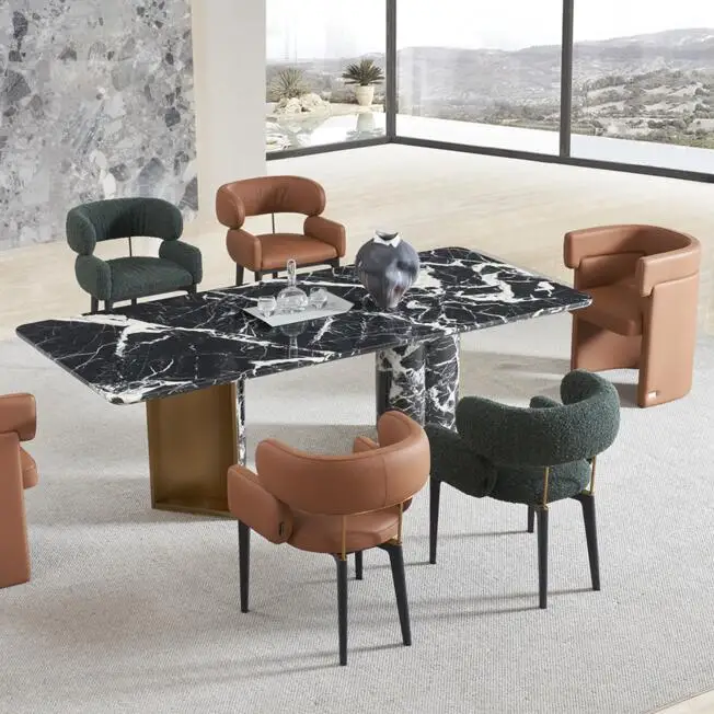 Modern Customized Rectangle Stone Dining Table Jumbo Size Grand Antique Marble Top Dining Table