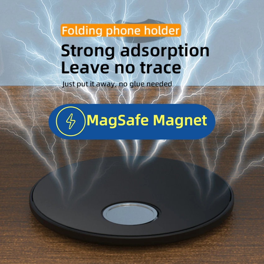 Magnetic Phone Stand&Grip Foldable Adjustable Aluminium Alloy Magnet Portable Invisible Phone Holder