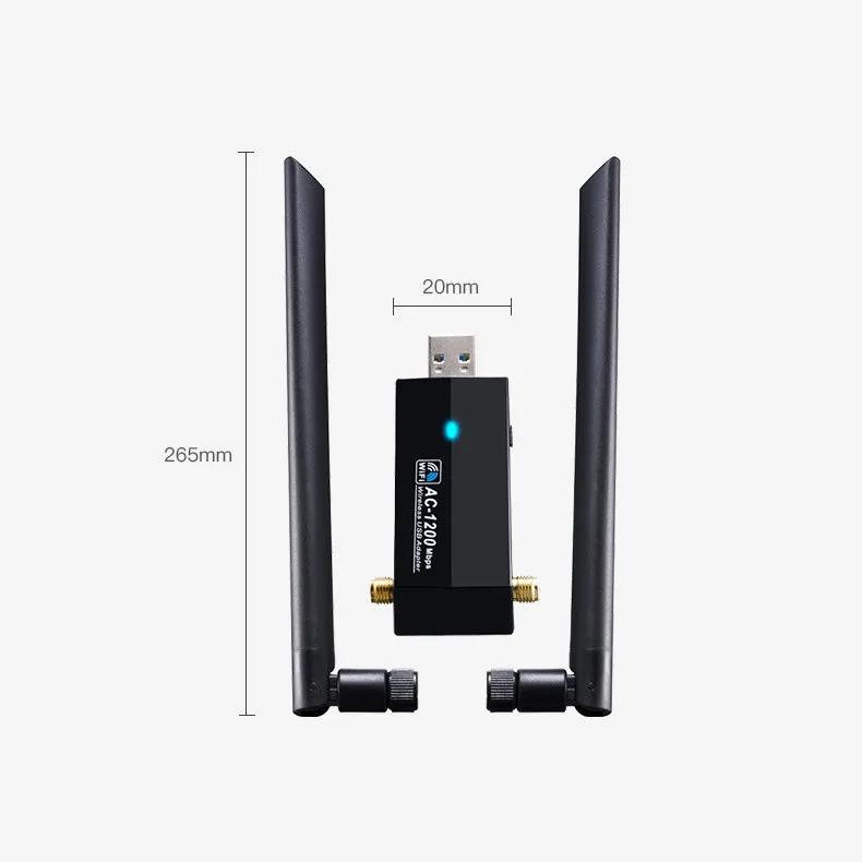  Беспроводной USB Wi-Fi адаптер для ПК-802.11AC 1200 Мбит/с двумя антеннами 5 дБи 5G/2 4G настольных ПК ноутбуков MAC Windows