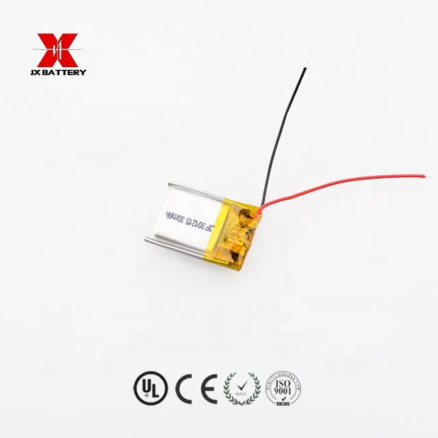 Shenzhen supplier battery 301215 30mah 3.7v small lithium polymer battery for smart device