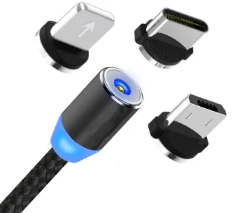 3 in 1 magnetic LED USB Charging Cable for iphone Micro Type C