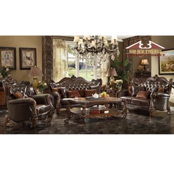 Longhao Wholesale European Luxury Living Room brown coffee antique Sofas Wooden Carved Fabric Cover Home Furniture Classic