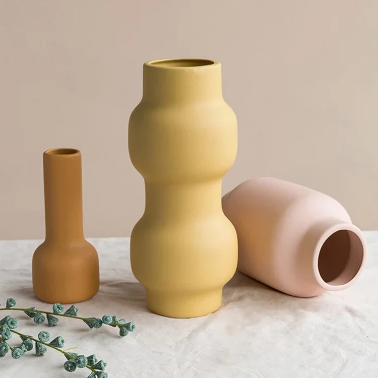 Top Selling Nordic Minimalist Morandi Vase Art Geometry Living Room Decoration Morandi Color Ceramic Vase