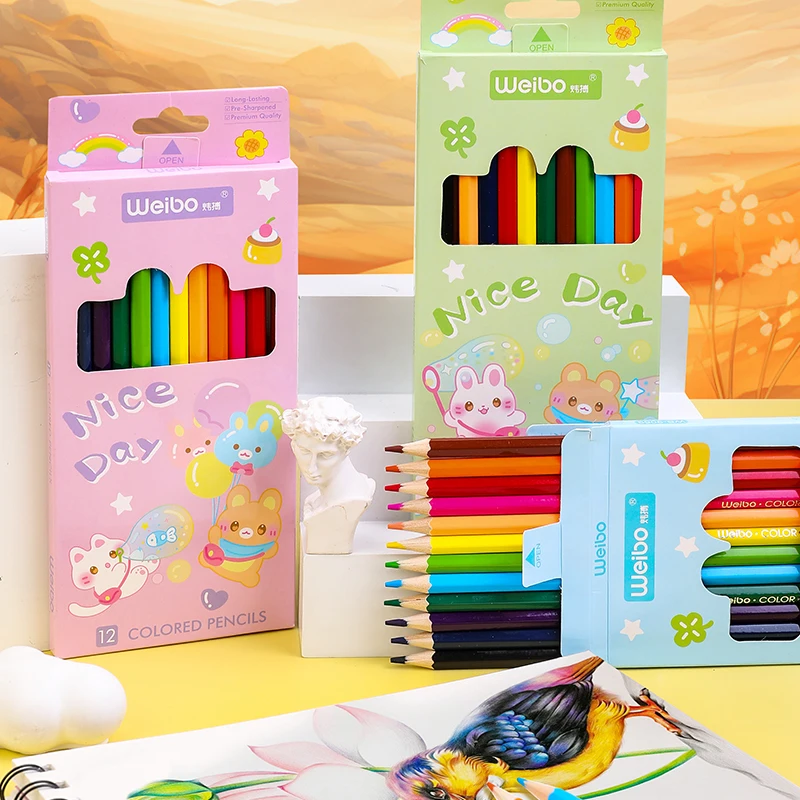 Weibo 12 Colors Cute Professional Drawing Pencils Set Oily Wood Color Pencils Artist Graffiti School