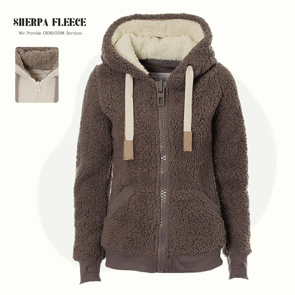 Winter Soft Teddy Hooded Pullover Regular Fit Thickened Weight Short Windbreaker Windproof Custom Women Sherpa Fleece Jacket