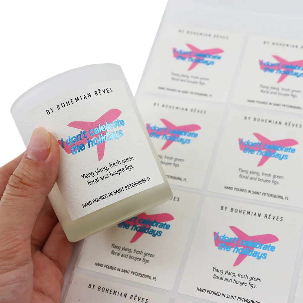 Printing Waterproof Safety Warning Labels Candle Label Foil Sticker Business Stickers Custom Logo Stickers