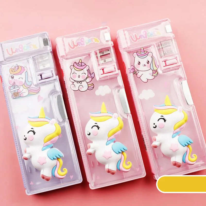 POSH DREAMS Creative cartoon multifunctional stationery box storage box double layer 3D pencil box