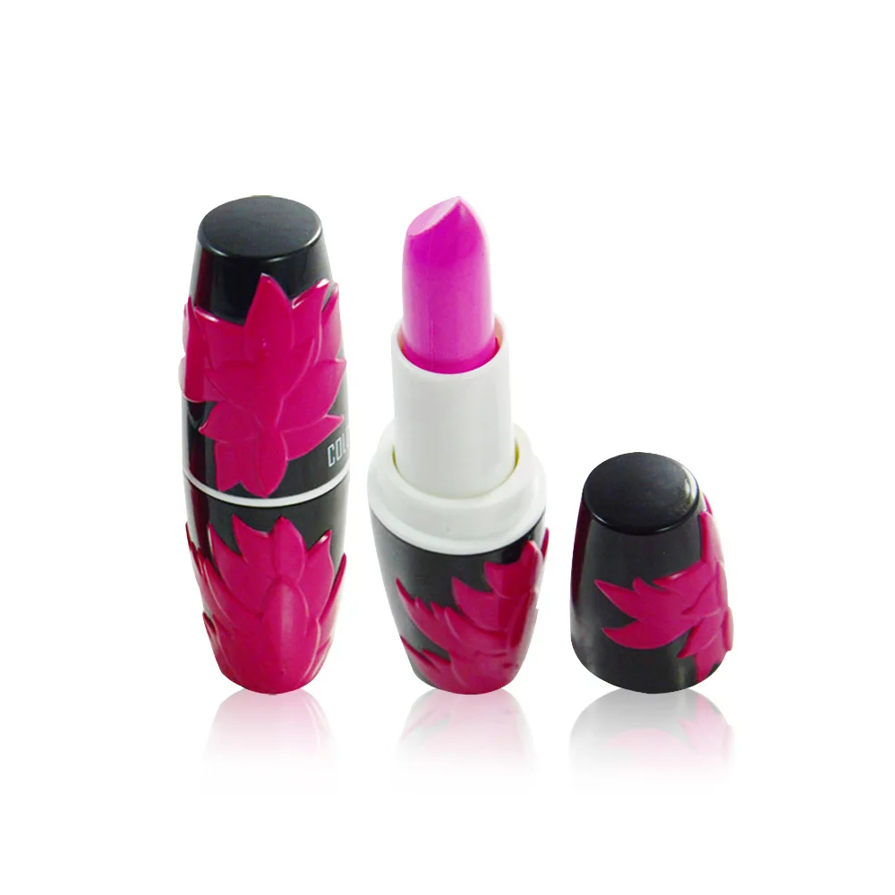 OEM Brand Quality High Pigment Vegan Lipstick With Embossed Flower Tube Private Label Gloss Waterproof Lipstick