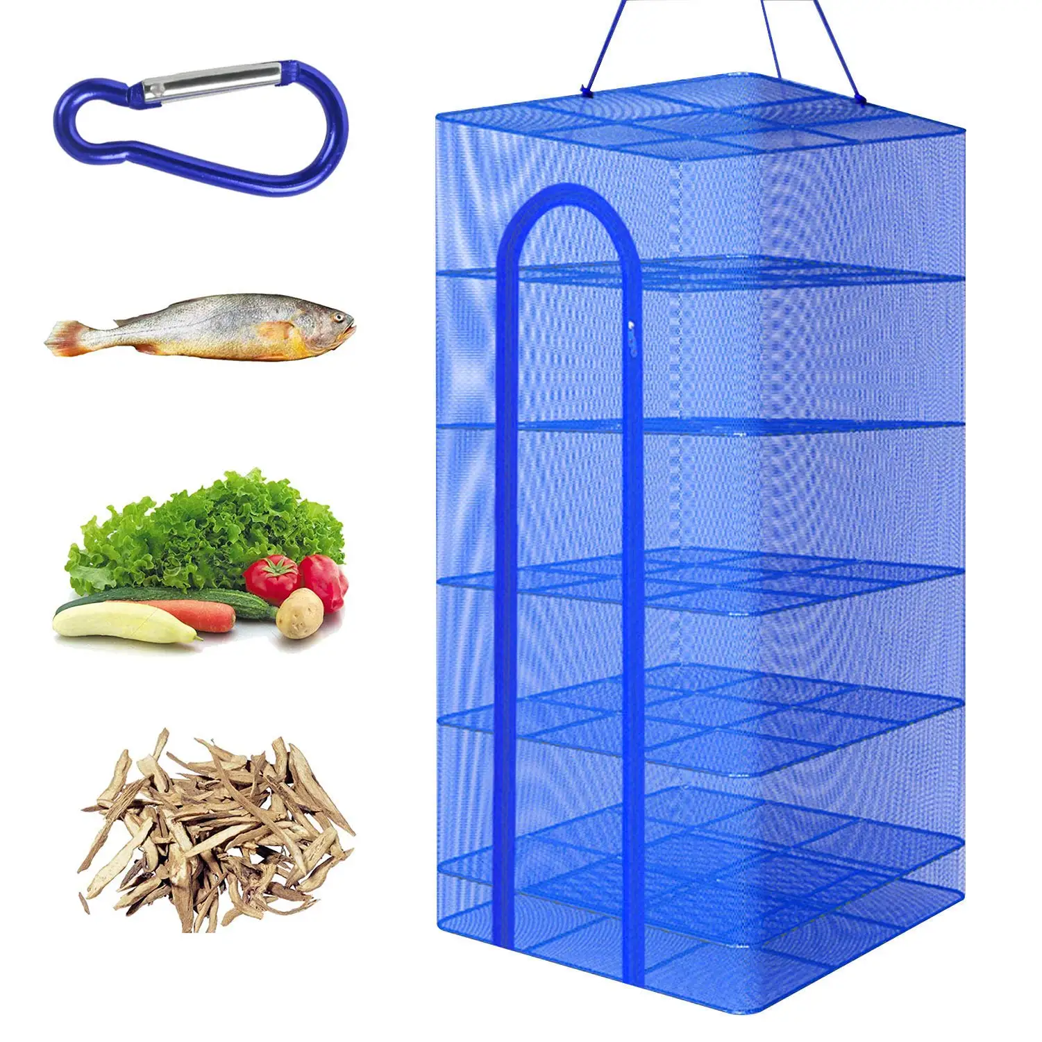 Hanging Drying Net Foldable Drying Rack Net Dryer Folding Fish Mesh Collapsible Dry Net with Zippers