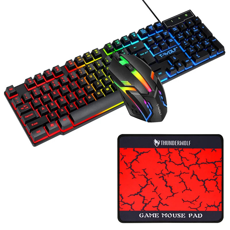 RGB Keyboard AIR 4 IN 1 GAMING COMBO Keyboard+mouse+headset+mousepad SET LED rainbow backlit gaming keyboard backlight colour